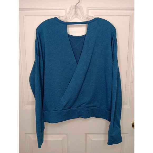 Nike Tops Nike Drifit Women Large Blue Yoga Wrap Open Back